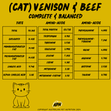 CAT- Venison & Beef Complete and Balanced - Nutritional Profile Freeze-dried cat meals
Cat food for shiny coats
Tailored cat nutrition
Immunity-boosting cat food
All-natural cat food blends
Organic cat wet food
Low-carb cat food
Cat nutrition for senior cats